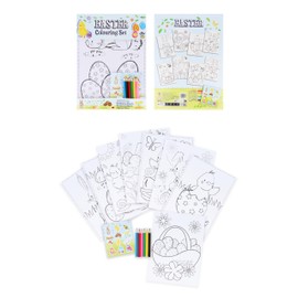HENBRANDT 6 x Easter Colouring Sets with 8 Sheets and 6 Mini Colouring Pencils Each A4 Colouring Children’s Spring Crafts Activity Packs Easter Egg Hunt Party Favours for Boys and Girls
