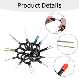 11 piece pinout tool car set, terminal removal pinout tool, tool pin tool car set, needle retractor made of stainless steel, for most connector terminals, terminal ejector kit for car