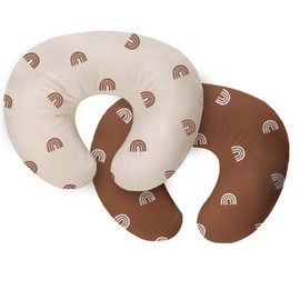 Nursing Pillow Cover 2 Pack，Neutral Breastfeeding Pillow Cover Fits 22.5in*18in Nursing Pillow for Baby Boy Girl, (Boho Rainbow Style