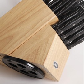 Gibson Winsted Stainless Steel Cutlery Wood Block Set, 22 Piece, Black