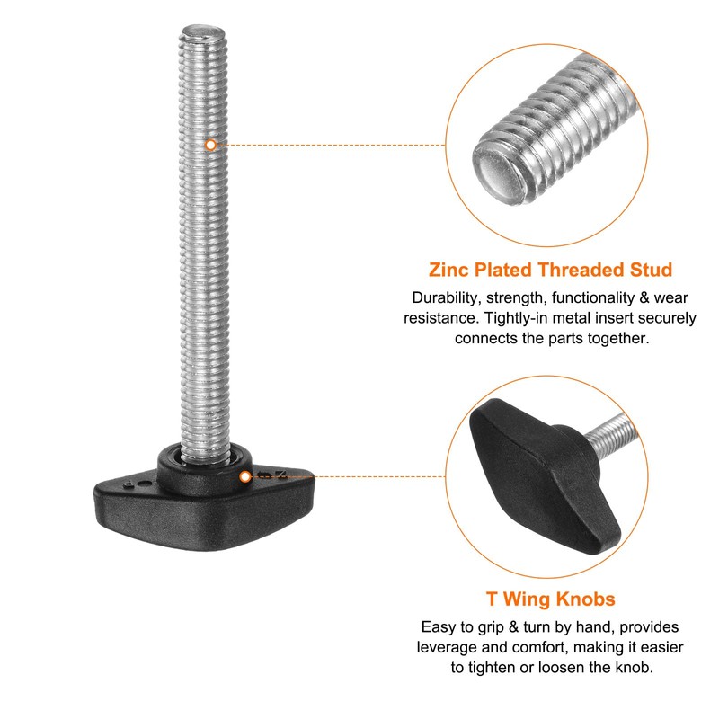 QUARKZMAN 4 Pcs T Wing Knobs Thumb Screws M8 x