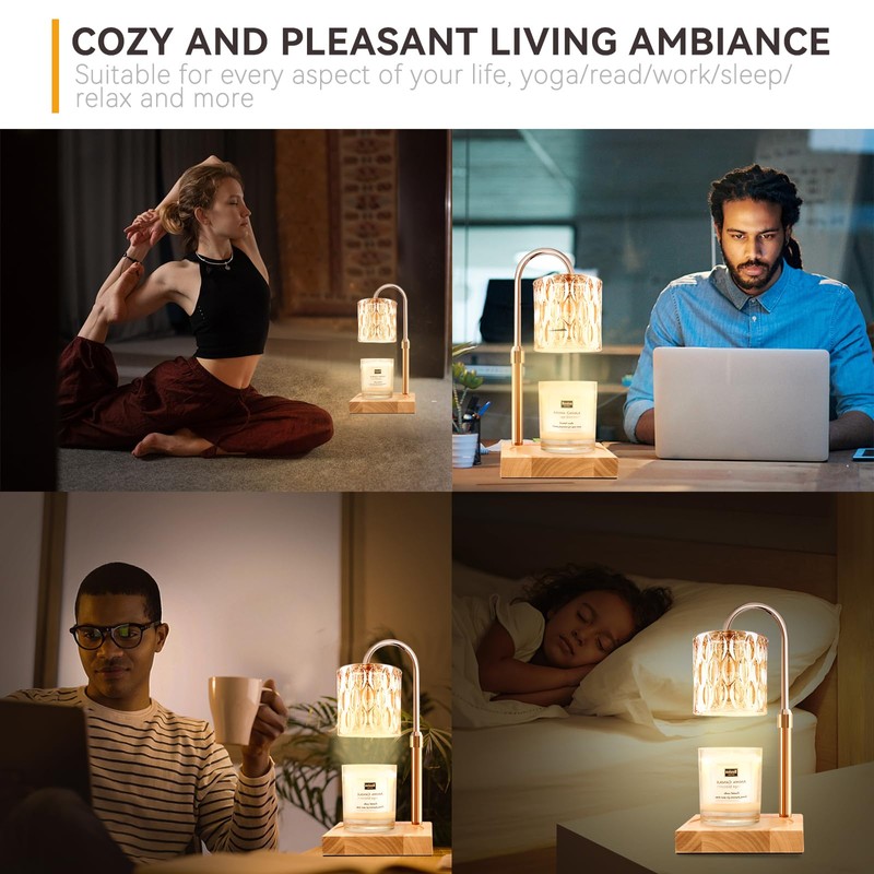 TOACSUCP Candle Warmer Lamp with 3 Bulbs, Adjustable Height Dimmable