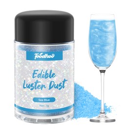 Foodhoo Sea Blue Luster Dust Edible, Food Grade Edible Glitter Sprinkles, Edible Shimmer Dust, Tasteless Edible Glitters for Drinks, Cocktails, Cakes, 7g/bottle