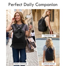 Foldable Backpack for Women, Lightweight Travel Backpack Purse Black