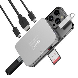 Magnetic M.2 NVMe Enclosure with Cooling Fan, 7 in 1 USB C Hub 10Gbps Data Transfer 4K@60Hz HDMI 100W Power Delivery SD/TF Card Reader M.2 NVMe SSD Docking Station for Type-C Devices