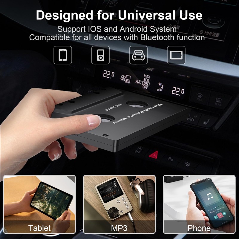 SoulBay Cassette Bluetooth Adapter for Car, Bluetooth 5.0 Tape Deck