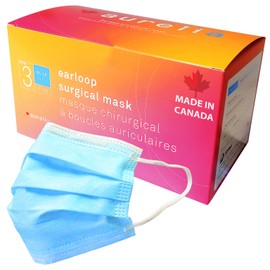 Aurelia - Level 3 Face Masks - Disposable Made in Canada Mask, 3 Ply, 50 Units, Blue