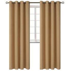 BGment Blackout Curtains - Grommet Thermal Insulated Room Darkening Bedroom and Living Room Curtains, Set of 2 Panels (52 x 120 Inch, Khaki)