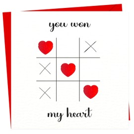 Valentines day card – You Won My Heart – Red Foil Heart Design – Eco-Friendly 150 x 150mm – Perfect Valentines Card for Him, Her, Husband, Wife, or Fiancé – Premium 350 GSM – Made in the UK