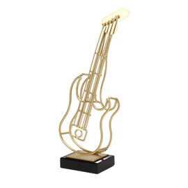 Wrought Iron Violin Instrument Model Ornament with Stable Crystal Base Violin Ornament Black for Living Room Entrance