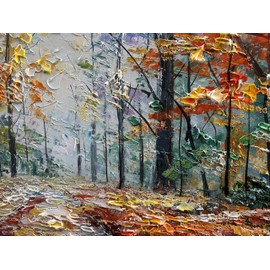 Diathou Art Hand painted Forest Landscape Oil Painting Modern Abstract Art Home Wall Deco art 24x48 inches