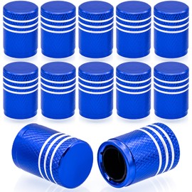 MEAJOO 12PCS Tire Valve Stem Caps, with Plastic Liner, Corrosion Resistant Leak-Proof, Anodized Alloy Universal Tire Valve Stem Covers for Cars, SUV, Trucks, Bikes, Motorcycles, Bicycles(Blue)