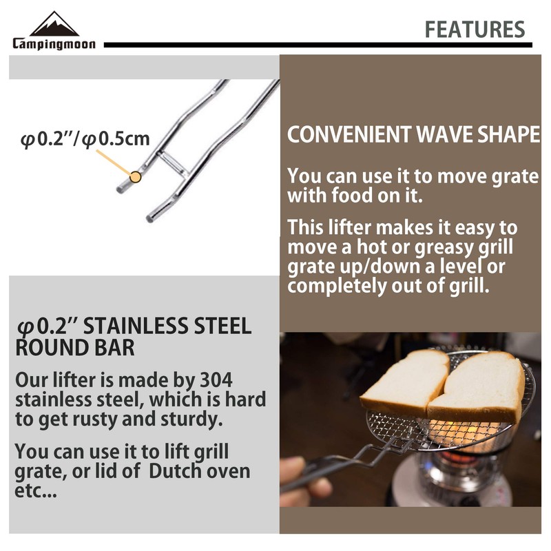 camping moon 11 inch Anti-Scald Stainless Steel Barbecue Cooking Grill