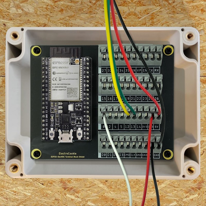 ElectroCookie ESP32 Terminal Block Shield Kit, Compatible for ESP32-DevKitC, Push-in