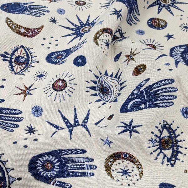 Linnea Jacquard-Stoff, gewebt, Polyester, 492 g/m², Kollektion Namaste, Weiß