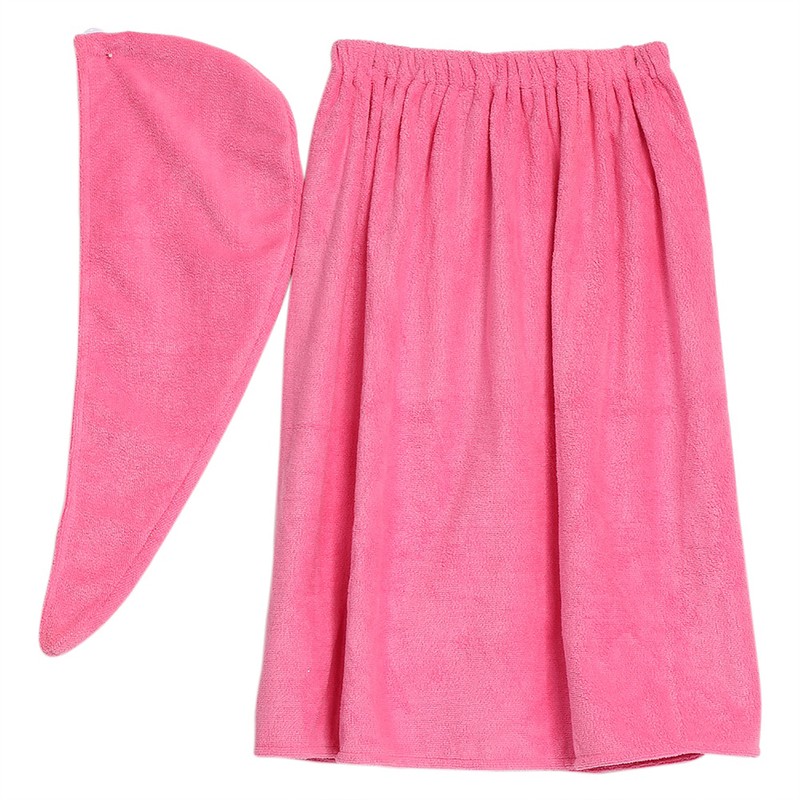 Women Soft Spa Bath Body Wrap Set Towel Bathrobe With