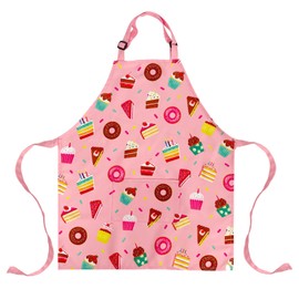 DECOWALL Girls Boys Toddler Chef Kitchen Aprons with Front Pocket for Kids Cooking Baking Painting Crafts Art Gardening Adjustable Strap Waterproof (Apron AP-001 002 003 004 201 202), Cupcake