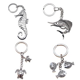 NOIAFZY 4PCS Alloy Seahorse Pendant Keychain Versatile Personality Bag Car Decoration Accessory