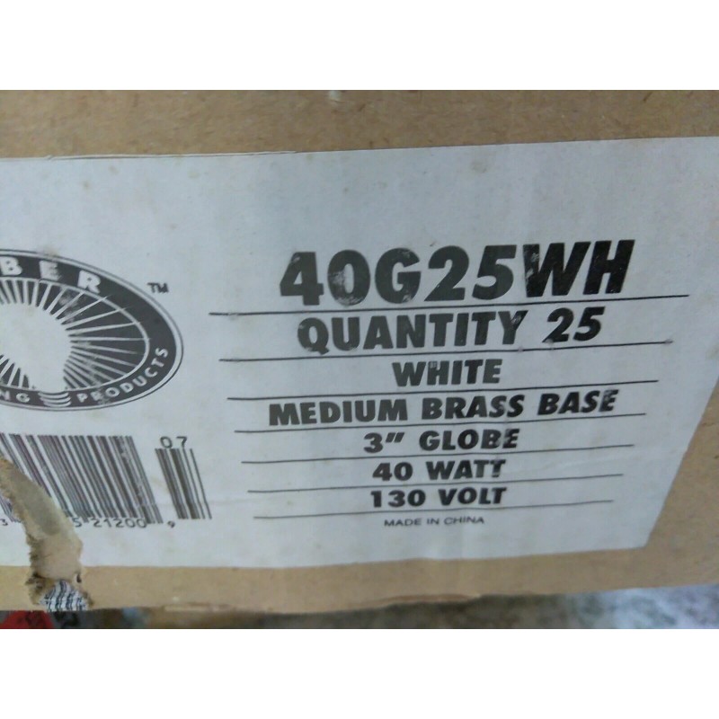 TEIBER 40G25WH 40W G25 Globe 3" 130V Medium BRASS Base