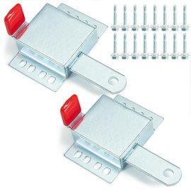 Heavy Duty Garage Door Lock, 2PCS Upgrade Galvanized Steel Garage Door Locking Slide Latch for Most Garage Doors, with Self-Tapping Screws and Red PVC Cover, Essential Garage Door Lock Kit