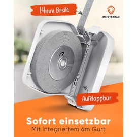 MEISTERBAU - Roller shutter belt winder surface-mounted 14 mm [Made in Germany] - Hinged roller shutter winder with integrated 6 m roller shutter belt 14 mm - 180° swivel roller shutter belt winder -