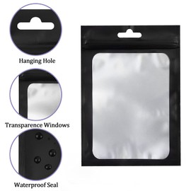 Resealable Bags for Food Storage 350 Pieces Reusable Bags with Clear Window (4×6Inch Black) Edible Sealable Packaging Bags for Small Business Christmas