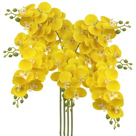 30 Inch Yellow Orchids Artificial Flowers Real Touch Phalaenopsis Spray Artificial Orchid Stems with 12 Orchid Flowers Fake Phalaenopsis Tall Faux Flower Arrangement for Home Decor Party Wedding Decor