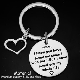 Kivosliviz Mimi Keychain from Grandkids - Best Mimi Gifts, Grandma Keychain