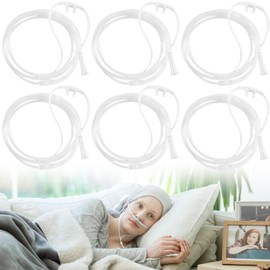 GAOUTO Pack of 6 Oxygen Glasses, Nose Glasses, 5 m Nose Glasses, Oxygen Tube, Nose Glasses for Oxygen Device, Nose Glasses, Oxygen Glasses with 500 cm O2 Tube for Oxygen Device, Respiratory Therapy (White)