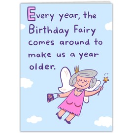 Funny Birthday Card for Women, Men, Husband, Wife, Friends and Coworkers (Birthday Fairy)
