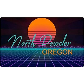 North Powder Oregon 4 X 2.25-Inch Vinyl Decal Stiker Retro Neon Design
