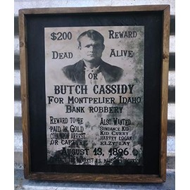 Vintage Butch Cassidy Wanted Poster - Wooden Sign