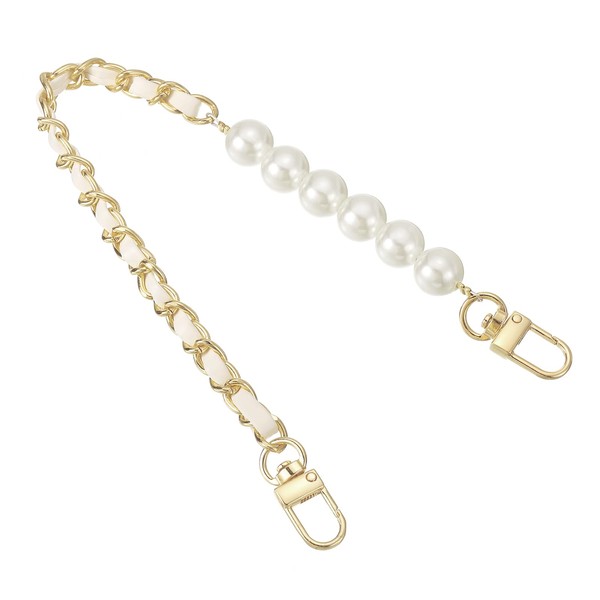 sourcing map Leather Wristlet Strap, 350mm/14-inch Imitation Pearl Short Handle