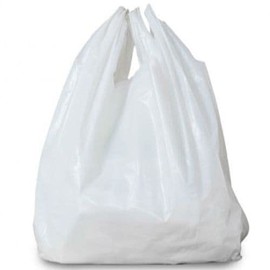 100 White Plastic Polythene Vest Style Reusable Shopping Carrier Bags - Medium Duty 14mu Size 11 x 17 x 21 Shopping Gift Boutique Supermarket Cash N Carry Market Stall