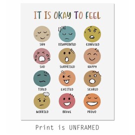 It Is Okay To Feel, Boho Classroom Decor, Mental Health, Playroom Decor, Child Art, Back To School, Teacher Gifts, Classroom Decor, Classroom Wall Decor, No Framed (11X14 INCH)