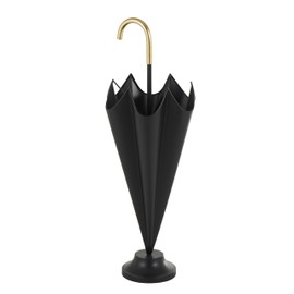 Deco 79 Metal Umbrella Stand with Gold Handle and Ball Details, 10" x 10" x 29", Black