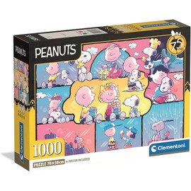 Clementoni Puzzle Peanuts 1000 Stücke, Compact Box - Puzzle für Erwachsene 14-99 Jahre, Geschenk für Mann und Frau, Made in Italy, 37070