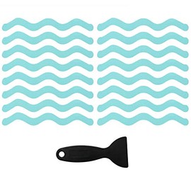 Ruiwaer 24pcs Wavy Pattern Blue Transparent Nonslip Stickers 1.3x18cm Anti Slip Shower Stickers with Scraper for Bathtub, Tile, Wood Floor