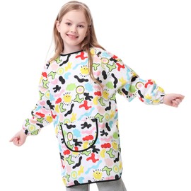 Royar beauty Kids Art Smock for Painting-Waterproof Long Sleeve Smocks for Kids with Full Arm Protection, Adjustable Tie-Back ArtistSmock for Girls & Boys Painting Apron for Arts, Crafts, Cooking-5-8.