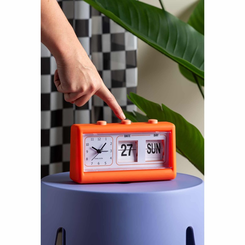 Karlsson Alarm Clock Data Flip – Orange – 19 x