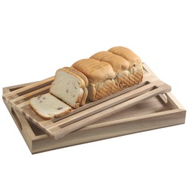 Bread Cutting Board with Crumb Catcher Tray Wooden Holder Bread Tray for Serving Bread Slicers for Homemade Bread Cutting Boards for Kitchen with Holder