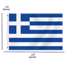 2×3 FT Greece Flag,Medium 60×90 CM Greek Outdoor Banner,100D Decor,Doube Side Printing For Patio Garden With Brass Gromment