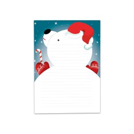 Writing Paper Set A5 Polar Bear Writing Pad Lined with Envelope Motif Christmas Secret Santa Gift for Children Boys Girls (1 Pad A5 with 25 Sheets + 15 Colourful Printed Envelopes)