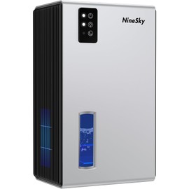 NineSky Dehumidifier for Home, 95 OZ Water Tank, (1000 sq.ft) Dehumidifiers for Bathroom Bedroom Basement with Auto Shut Off,7 Colors LED Light(Silver)