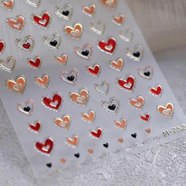 5D Embossed Heart Nail Stickers Valentines Day Nail Art Stickers Self-Adhesive Pink Red Orange Heart Nail Decals for Acrylic Nails Valentine’s Stickers for Women Girls Manicure DIY