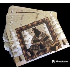 Posies and Such 20 Winter Bear Themed blank note cards with envelopes set, Made In The USA