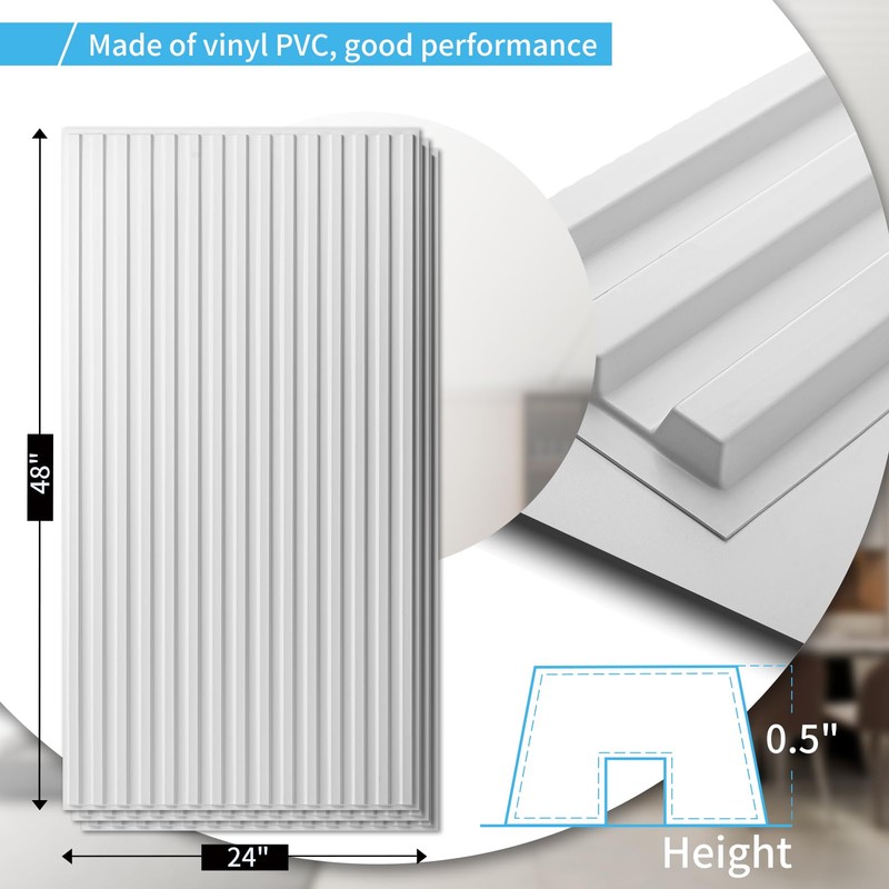 Art3d 6-Pack Slat Design 3D Wall Panels for Interior Wall