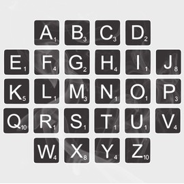 Game Tile Letter Set (Black) Vinyl Iron-On Decal 9" (1.3" Letters)