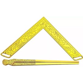 Masonic Lodge Ceremonial 4" INCH Large Freemason Square & Compass for Bible Gold Plated
