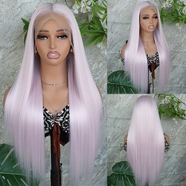 Savanna Hair Wig 13x6 Free Part Light Pink Long Silky Straight Synthetic Lace Front Wig for Women